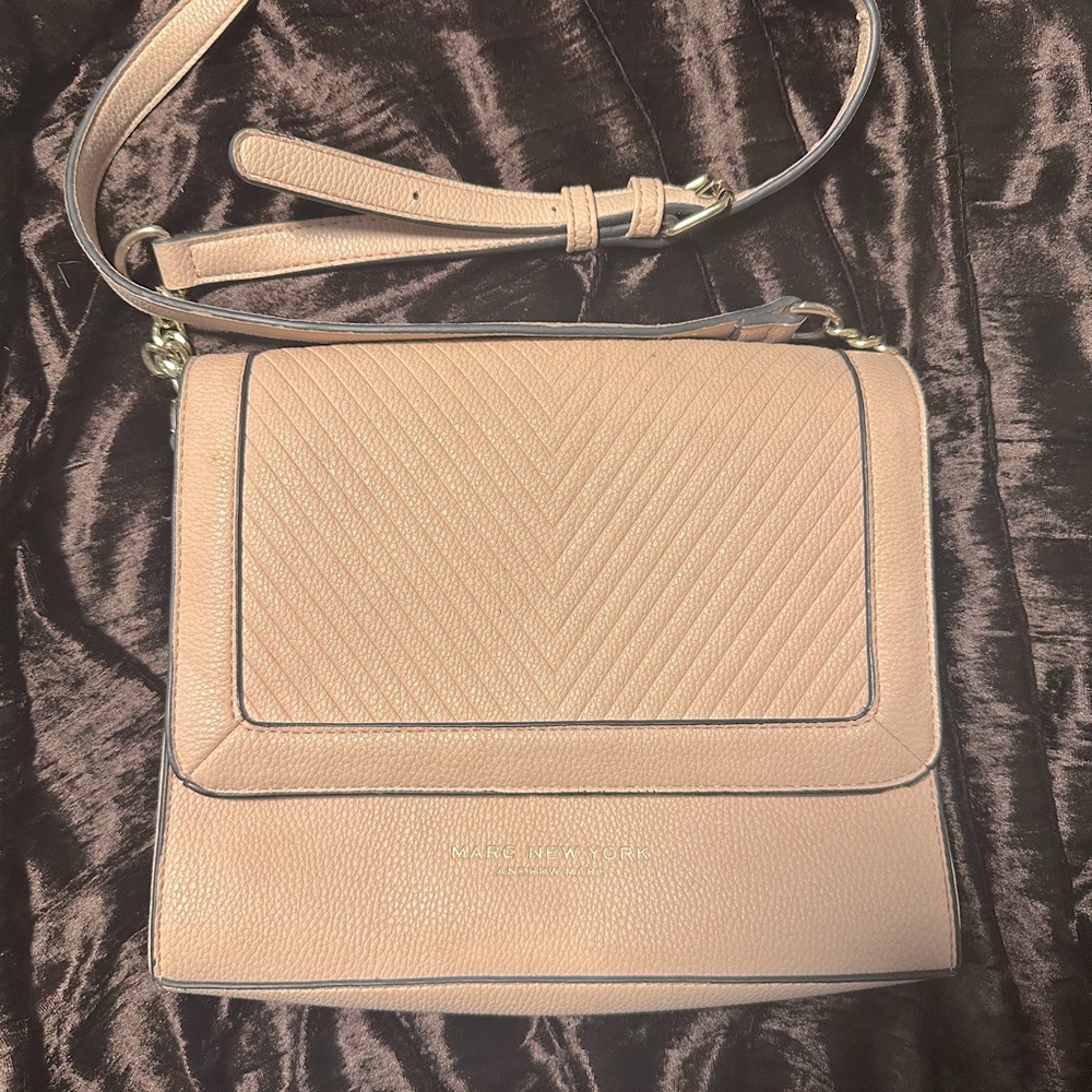Marc New York Vegan leather cross body adjustable strap pink/ beige color